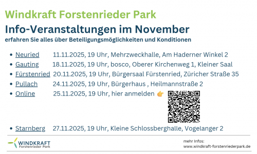 Informationsveranstaltungen zur Beteiligung am Projekt „Windkraft Forstenrieder Park“